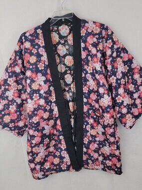 Reversible Hanten Jacket Womens LARGE 154-162cm Traditional Floral Chore Padded